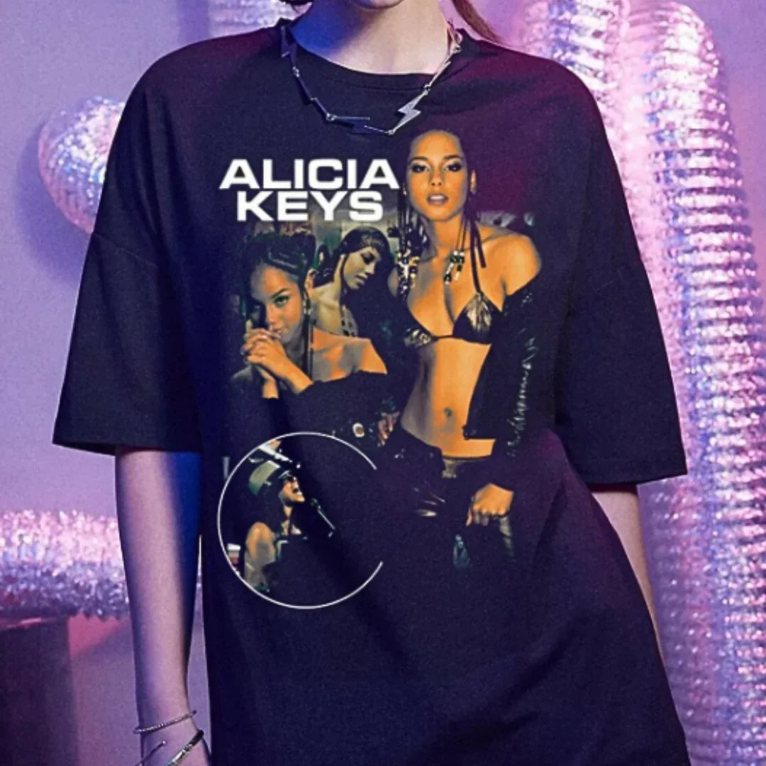 Camiseta Básica Alicia Keys Retro Vintage