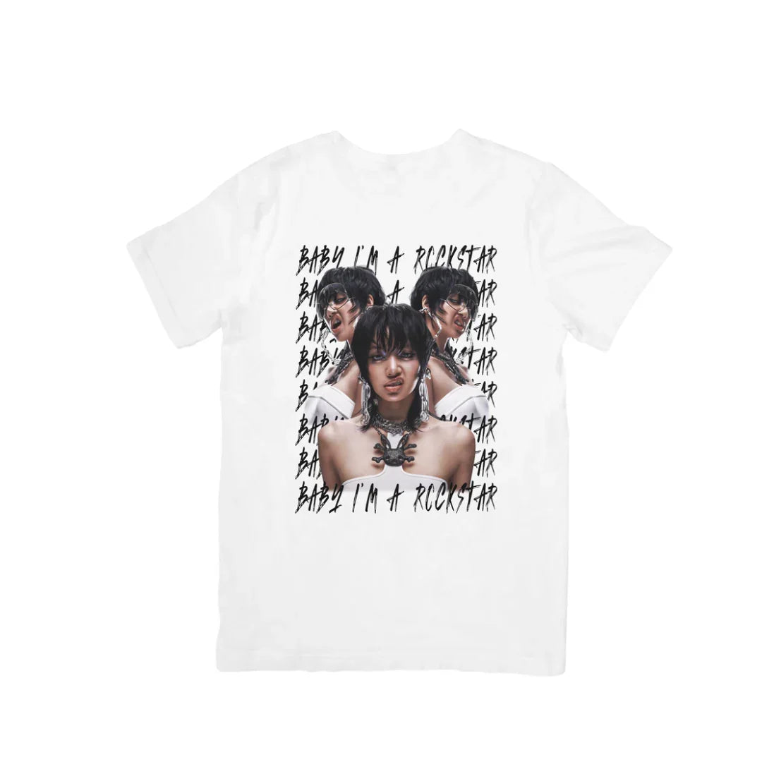 Camiseta Básica Lisa Rockstar Letter - branco