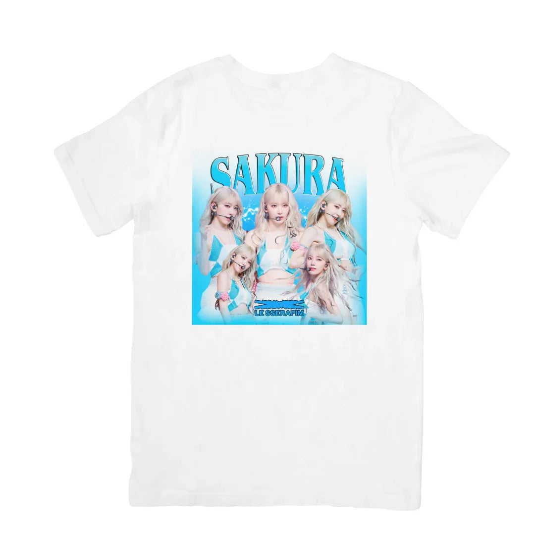 Camiseta Básica Le Sserafim Sakura - branco