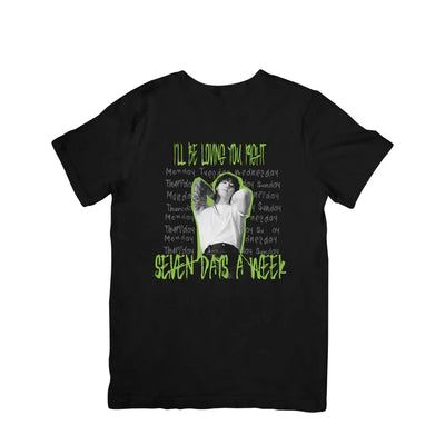 Camiseta Básica BTS Seven Days A Week Letter-PRETO
