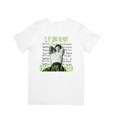 Camiseta Básica BTS Seven Days A Week Letter-BRANCO