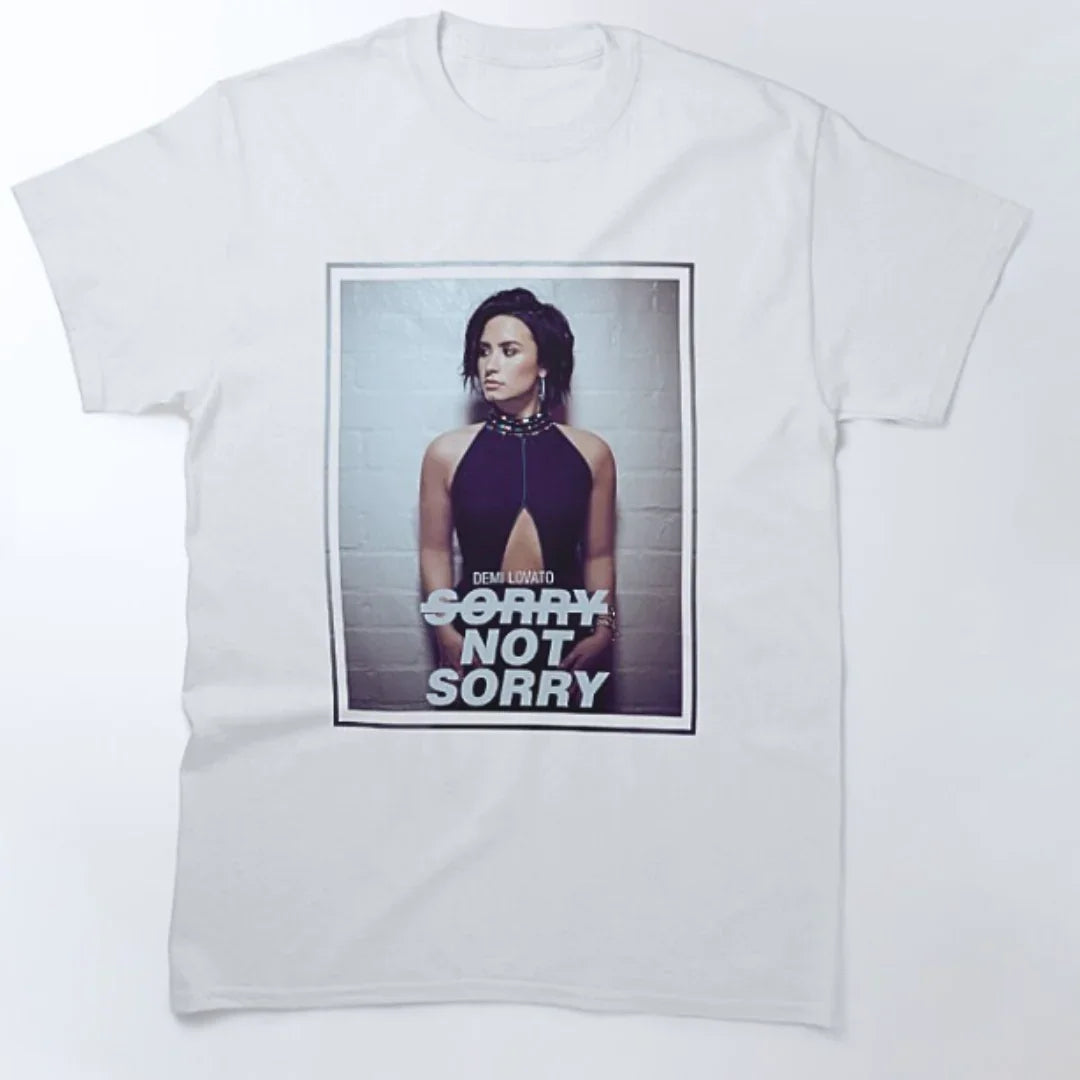Camiseta Básica Demi Lovato Sorry Not Sorry Vintage Branco