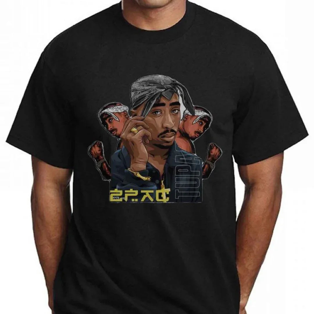 Camiseta Básica Tupac Street Style-PRETO