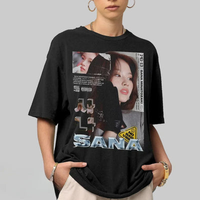 Camiseta Básica Twice Sana Vintage - preto