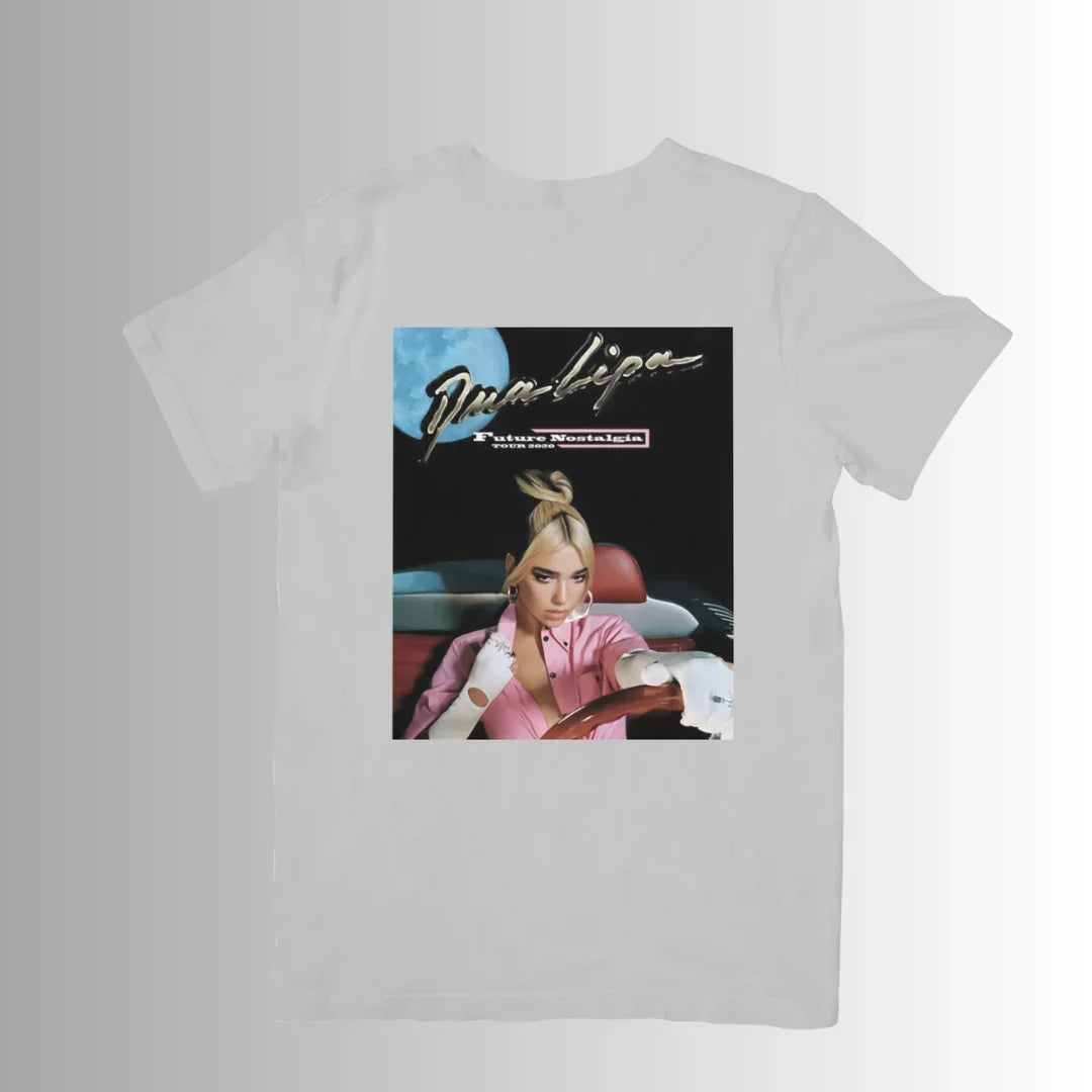Camiseta Básica Dua Lipa Driving Future Nostalgia Tour Cinza