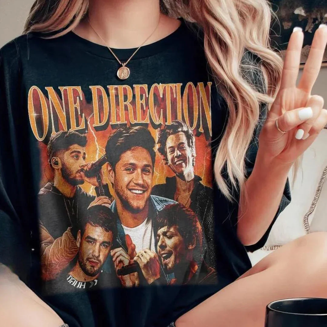 Camiseta Básica One Direction Vintage Play-PRETO