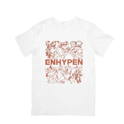 Camiseta Básica Enhypen Vintage - branco