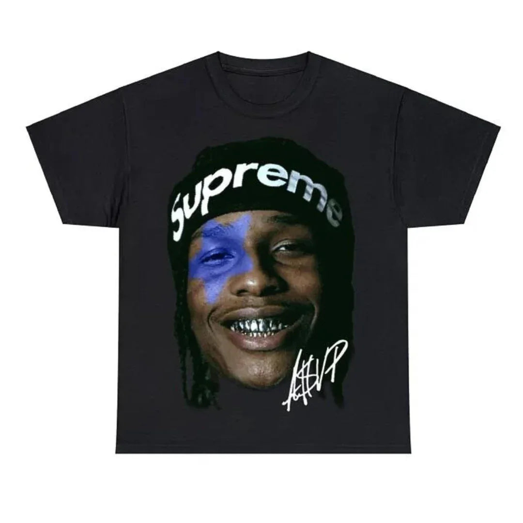 Camiseta Básica Asap Rocky Vintage - PRETO ( FRENTE )