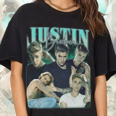Camiseta Básica Justin Bieber Vintage Preto