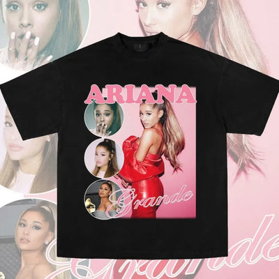 Camiseta Básica Ariana Grande Vintage Aesthetic - Preto