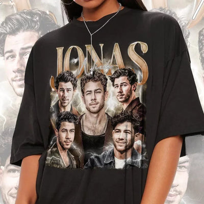 Camiseta Básica Jonas Brothers Nick Vintage Preto