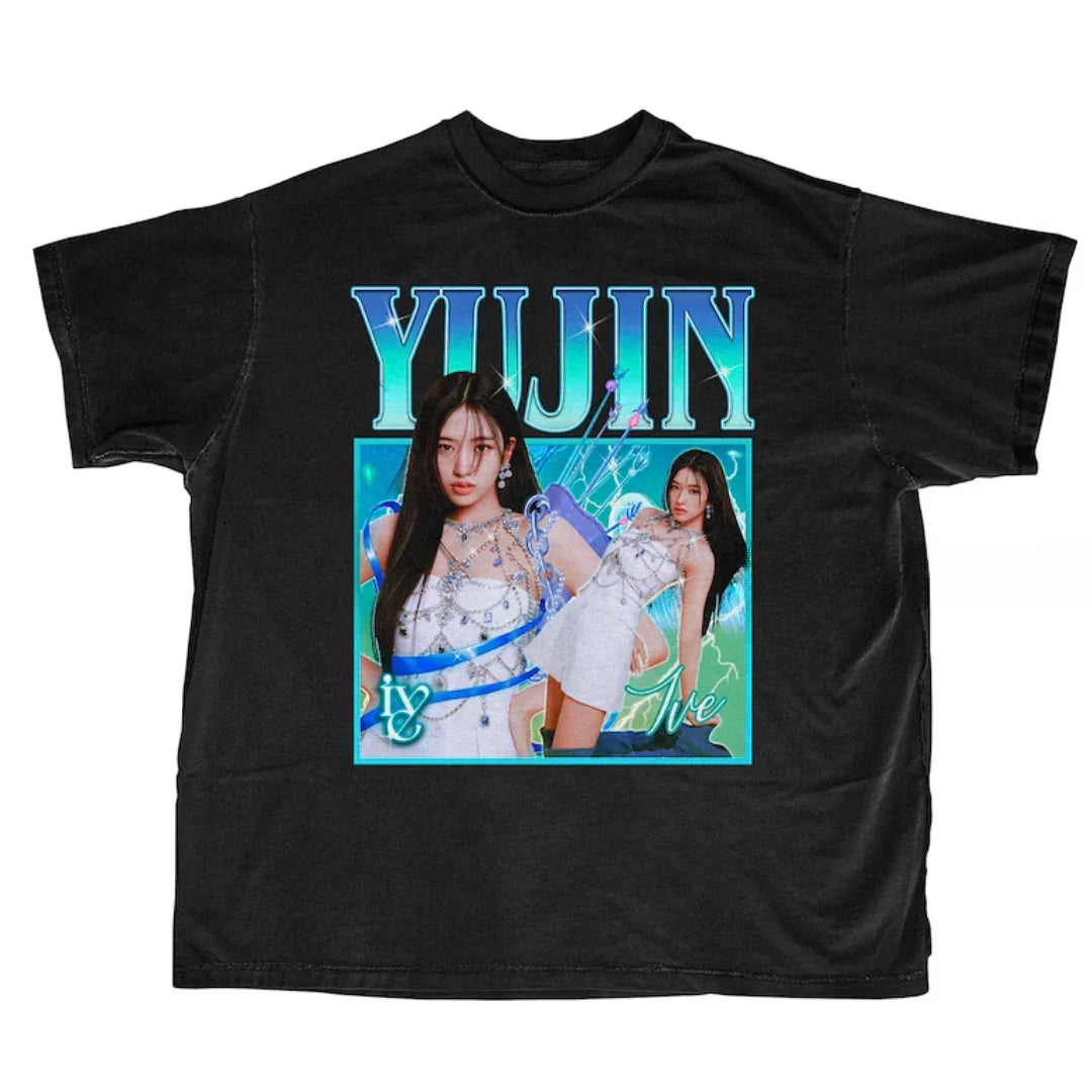 Camiseta Básica Ive Yujin Graphic - preto