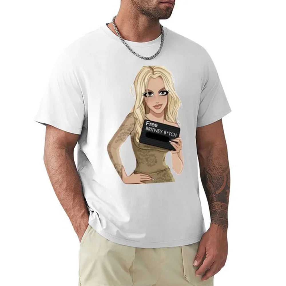 Camiseta Básica Cartoon Free Britney - Branco