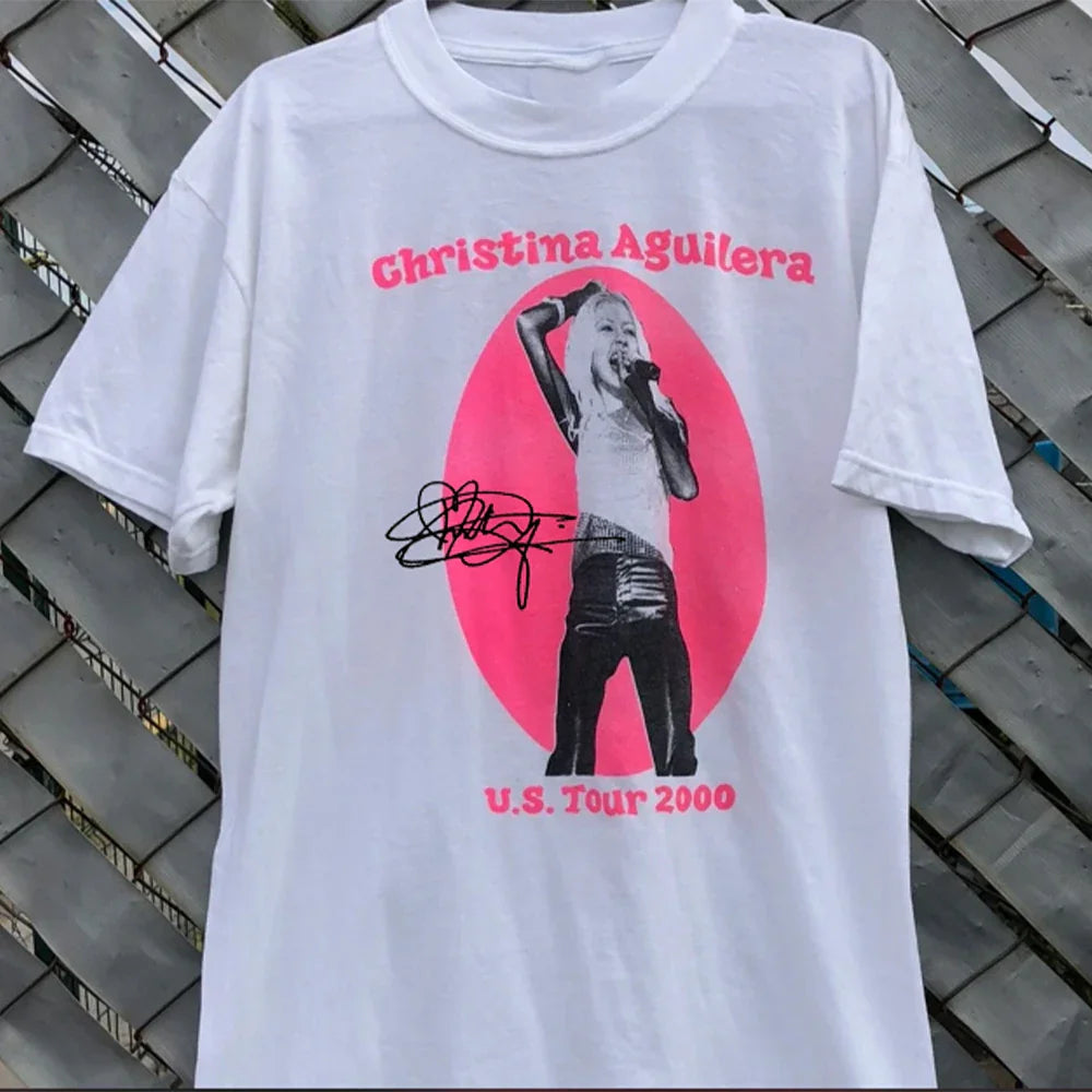 Camiseta Básica Christina Aguilera US Tour Branco
