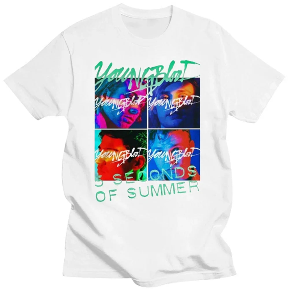 Camiseta Básica 5 Seconds of Summer Youngblast - BRANCO ( FRENTE)