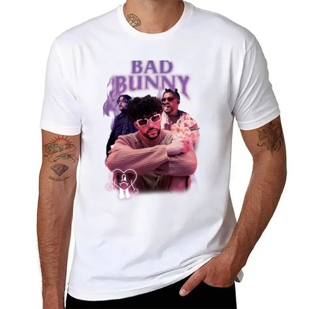 Camiseta Básica Bad Bunny Heart-BRANCO