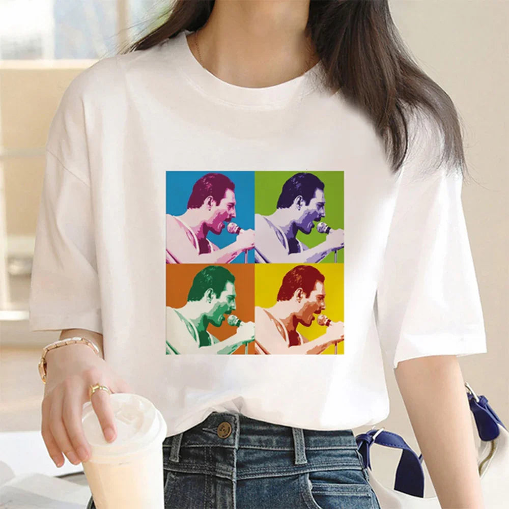 Camiseta Básica Queen Freddie Mercury Colors