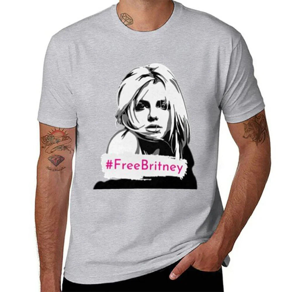 Camiseta Básica Free Britney Spears - Cinza