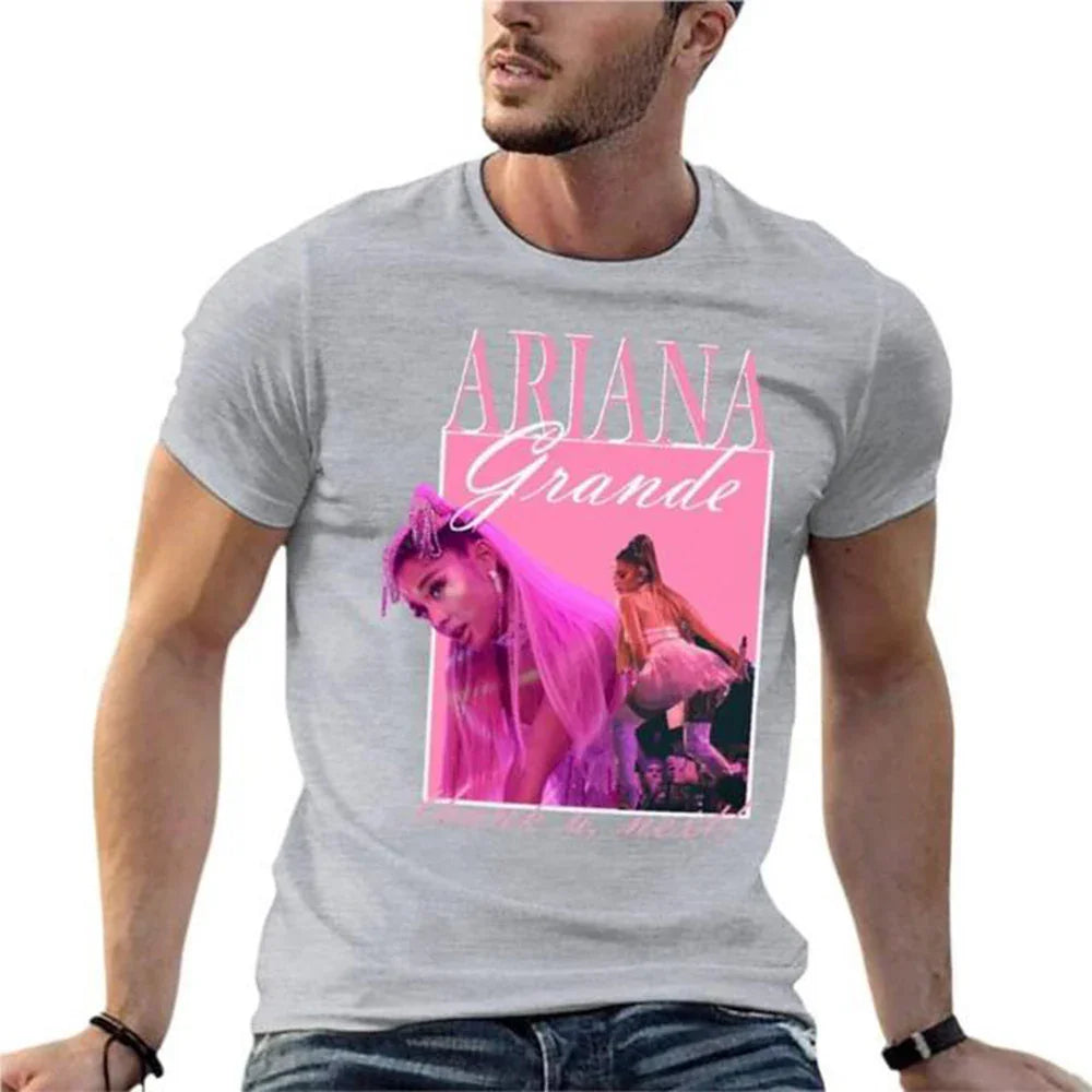 Camiseta Básica Ariana Grande Thank u Next - Cinza