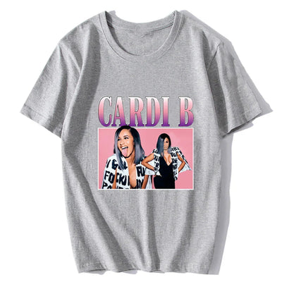 Camiseta Básica Cardi B Fuck Cinza