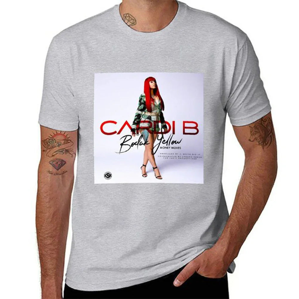 Camiseta Básica Cardi B Money Movies Cinza