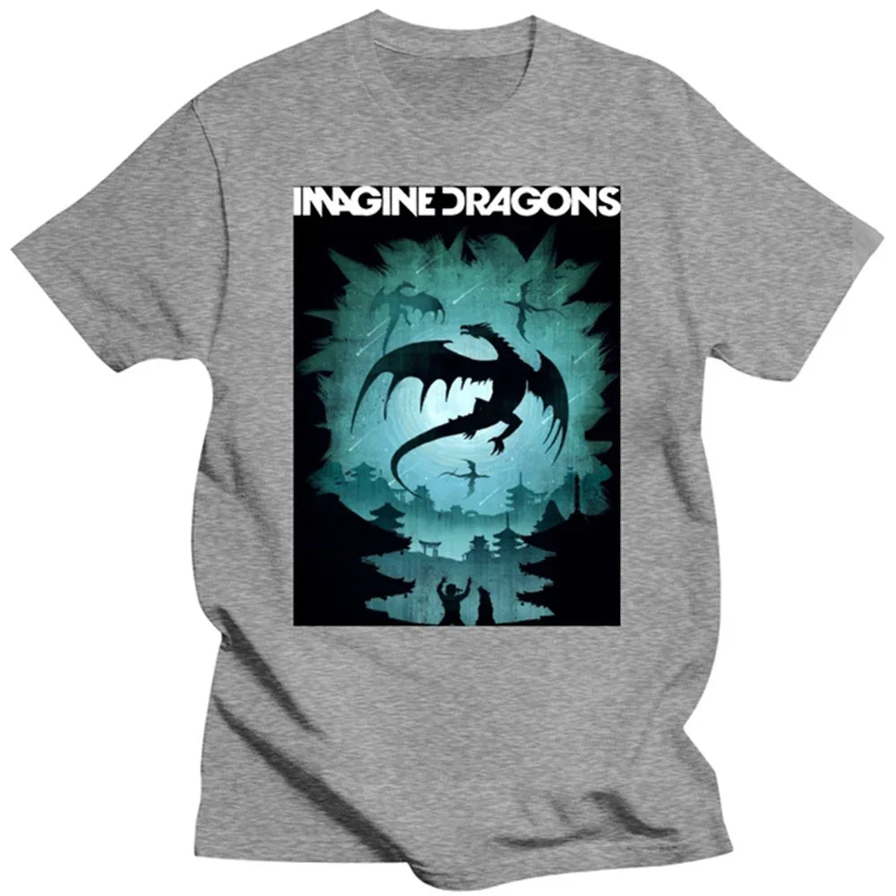 Camiseta Básica Imagine Dragons Banda-CINZA