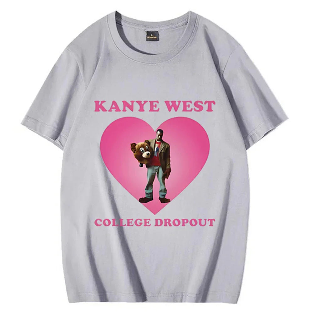 Camiseta Básica Kanye West College Dropout Heart Cinza
