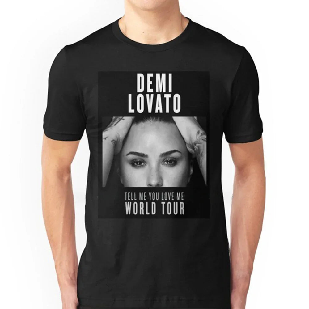 Camiseta Básica Demi Lovato Tell Me You Love Me World Tour Preto