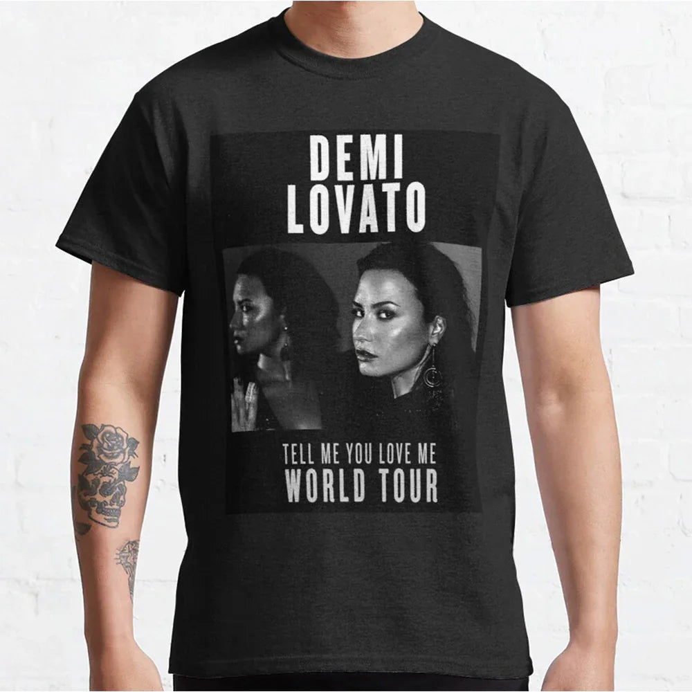 Camiseta Básica Demi Lovato World Tour Teel Me You Love Me Preto