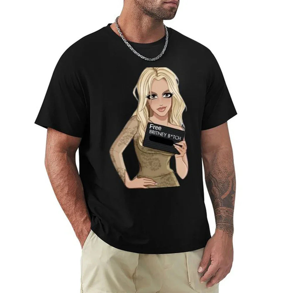Camiseta Básica Cartoon Free Britney - Preto