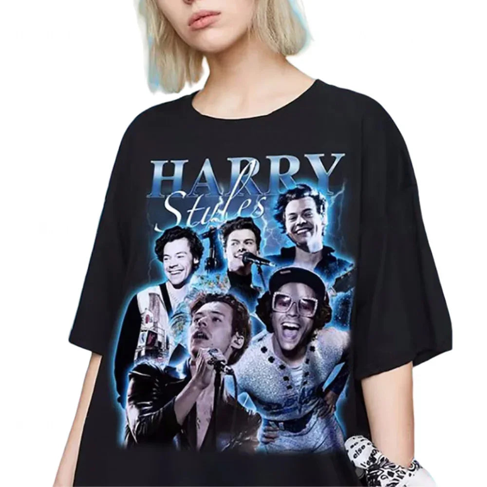 Camiseta Básica Harry Styles Cantor - Preto