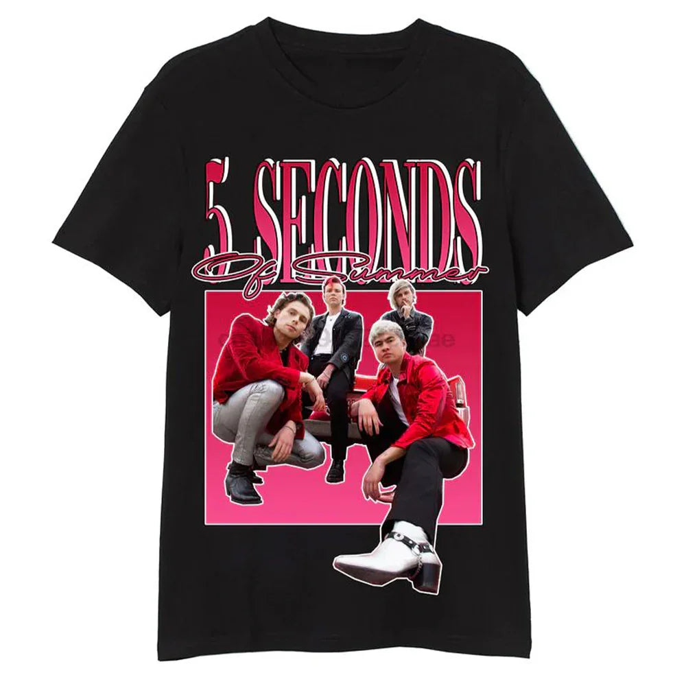 Camiseta Básica 5 Seconds of Summer Red Style - PRETO ( FRENTE )