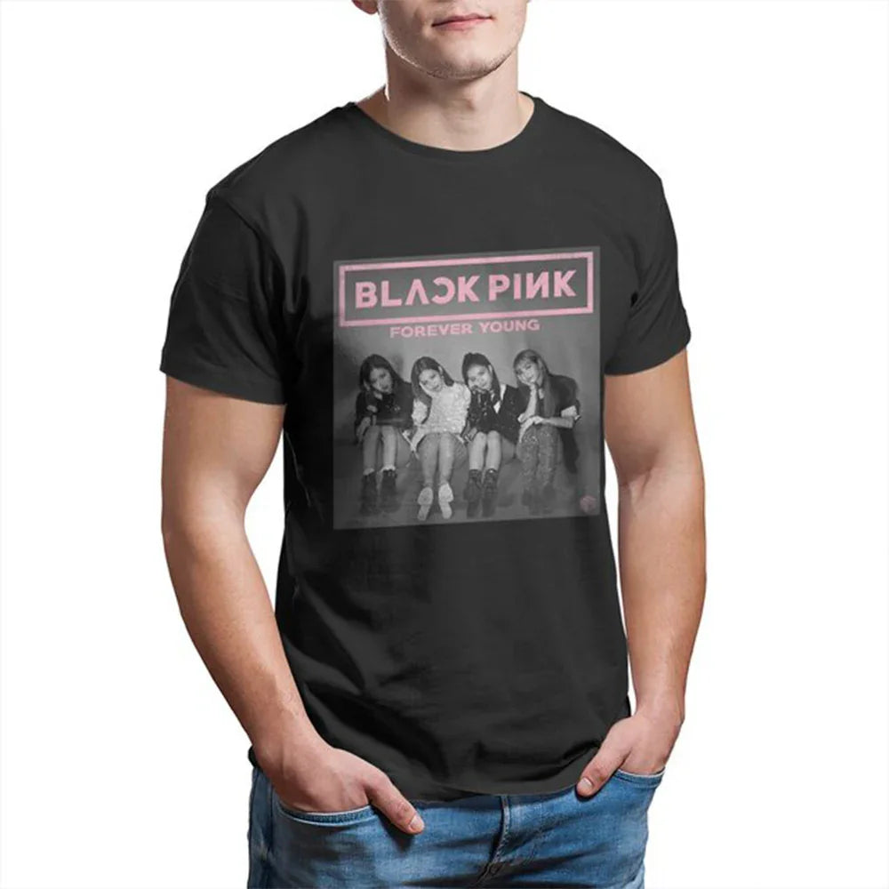 Camiseta Básica Blackpink Forever Young-PRETO