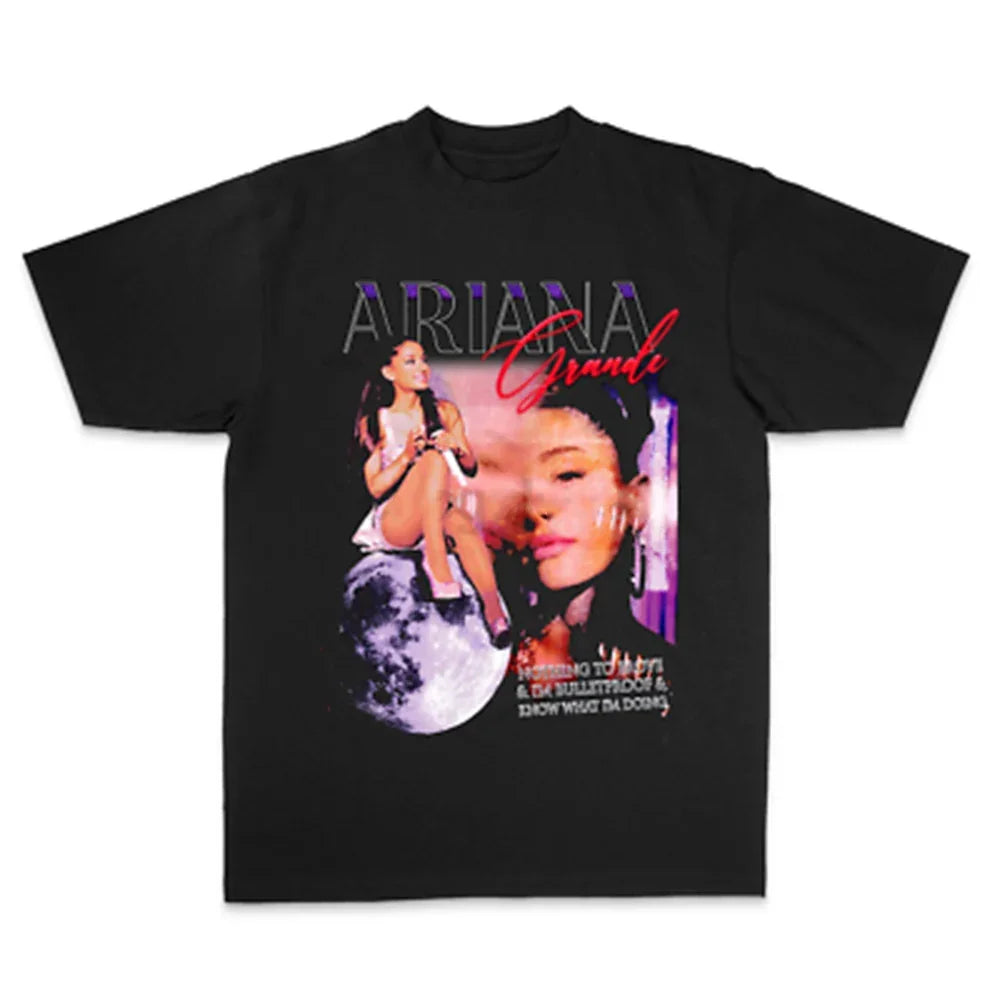 Camiseta Básica Ariana Grande Moon - Preto