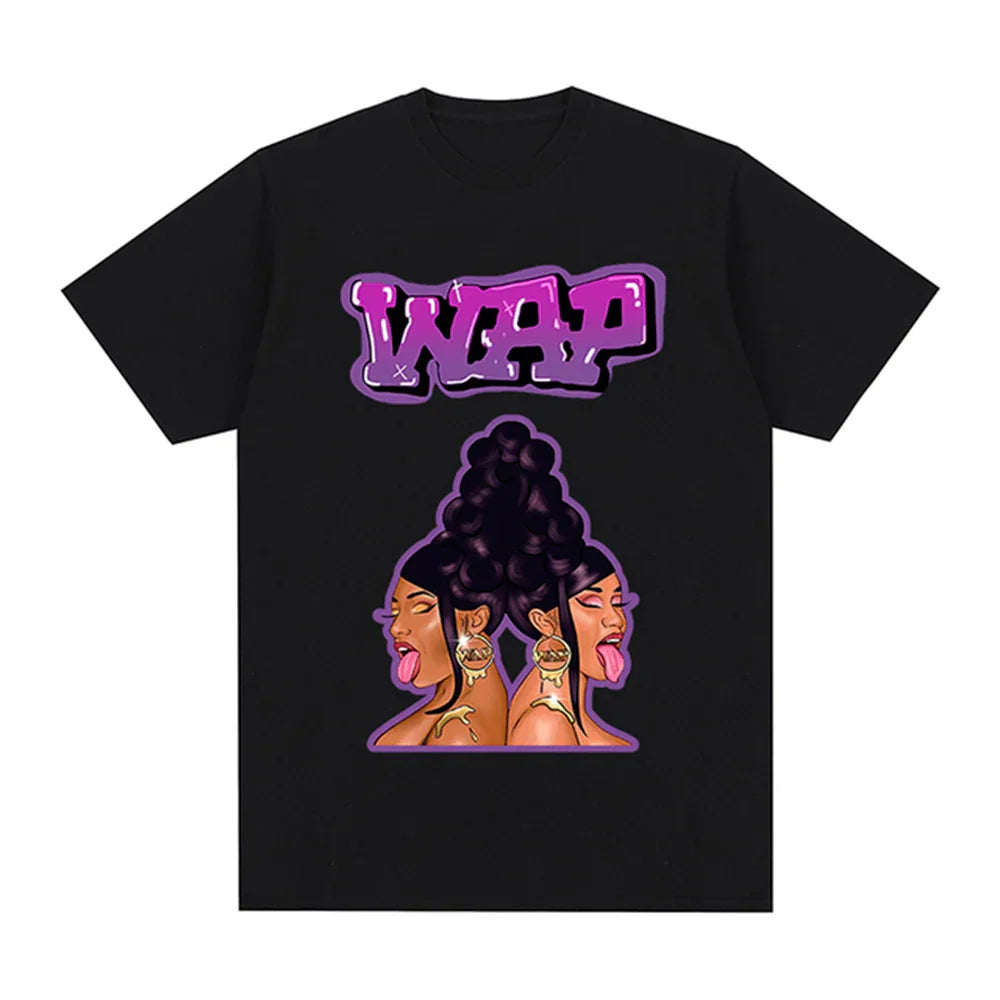 Camiseta Básica Cardi B Cartoon Preto