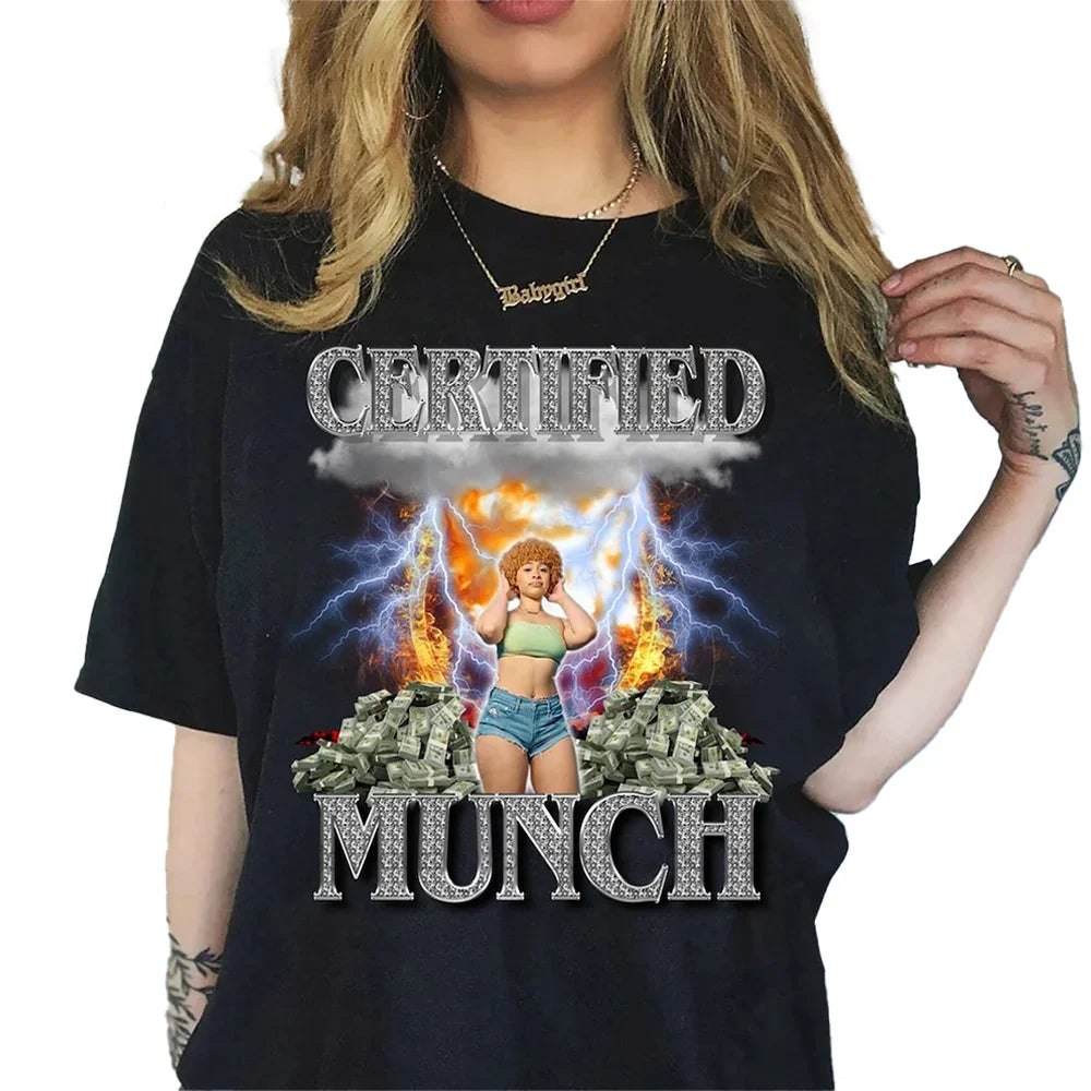 Camiseta Básica Ice Spice Certified Munch-PRETO