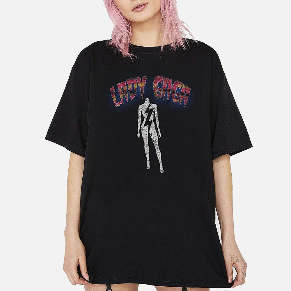 Camiseta Básica Lady Gaga Silhouette -Preto
