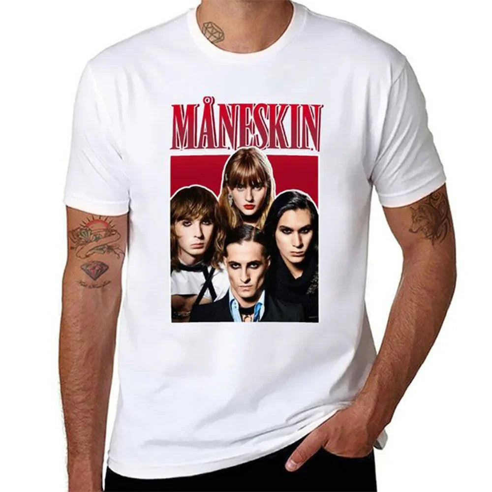 Camiseta Básica Maneskin Emo Style - branco