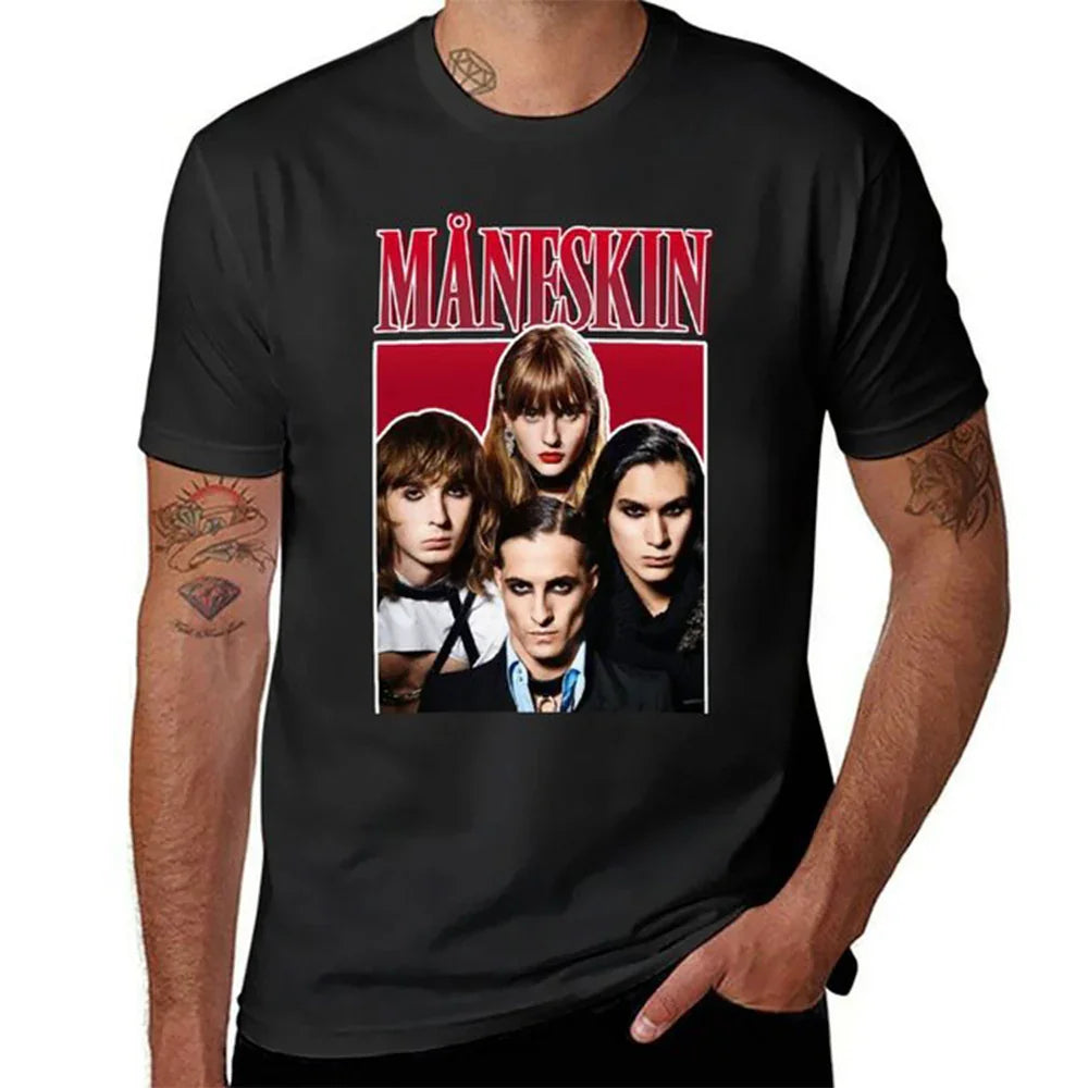 Camiseta Básica Maneskin Emo Style - preto