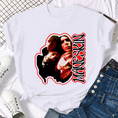 Camiseta Básica Maneskin Faces - branco