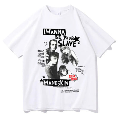 Camiseta Básica Maneskin I Wanna Be Your Slave - branco