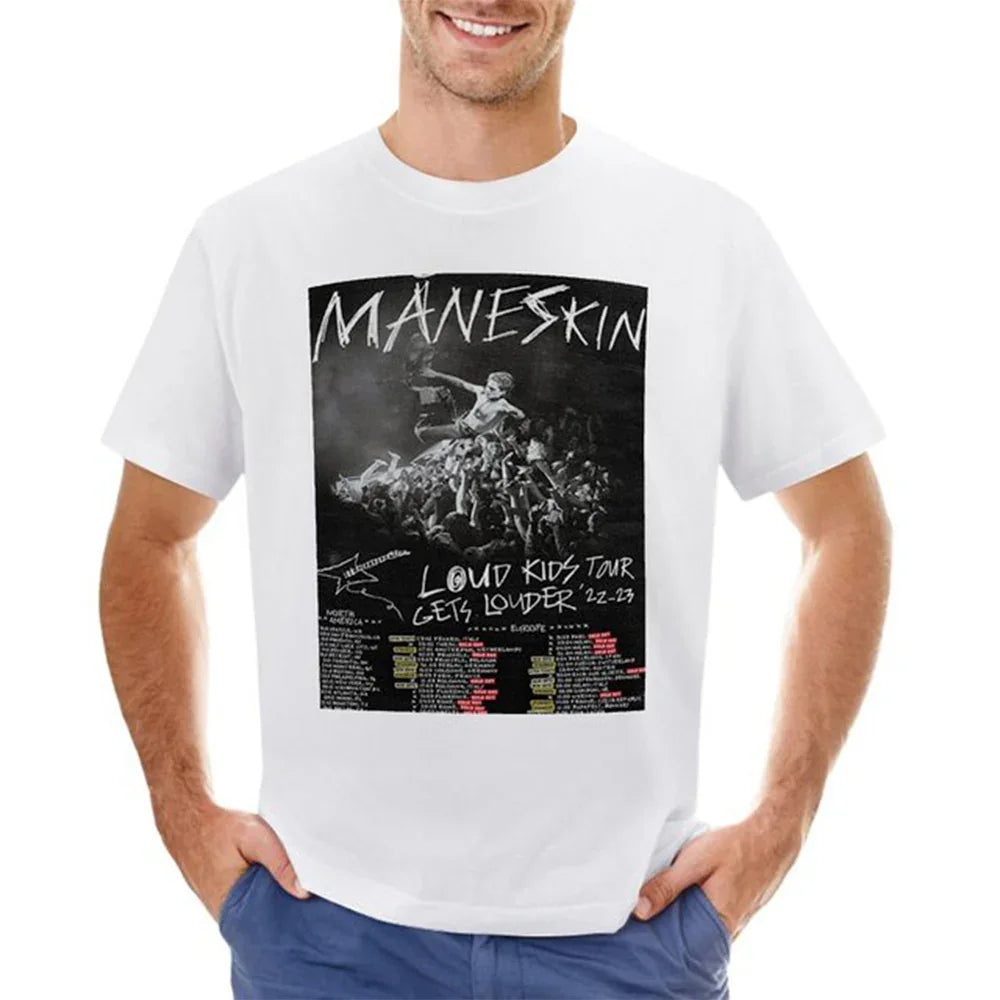 Camiseta Básica Maneskin Loud Kids Tour - branco
