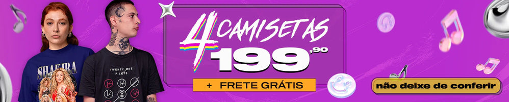4 CAMISETAS 199,90 + FRETE GRÁTIS