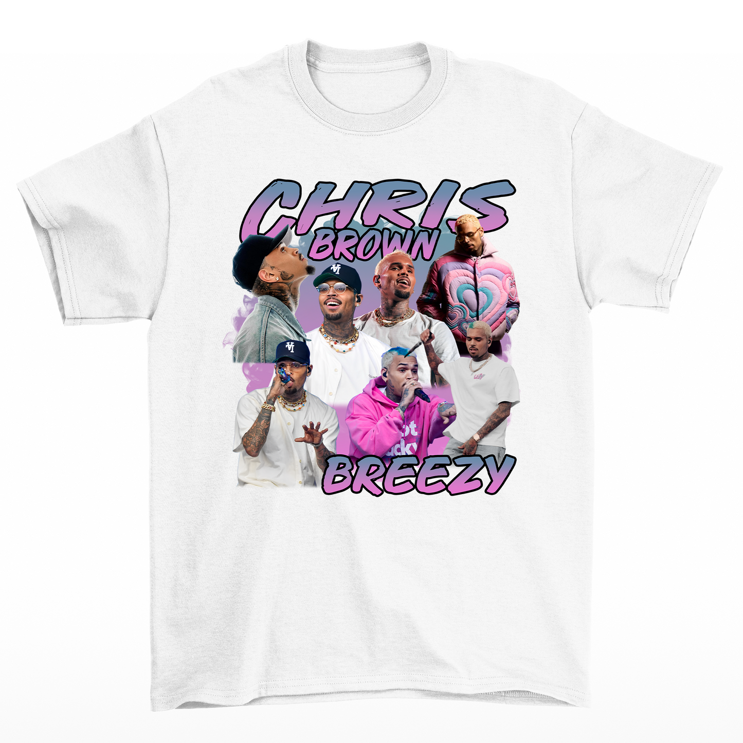 Camiseta Básica Chris Brown Breezy Graphic- BRANCO