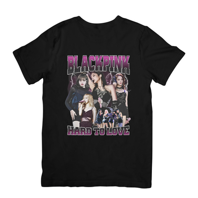 Camiseta Básica Blackpink Hard to Love-PRETO