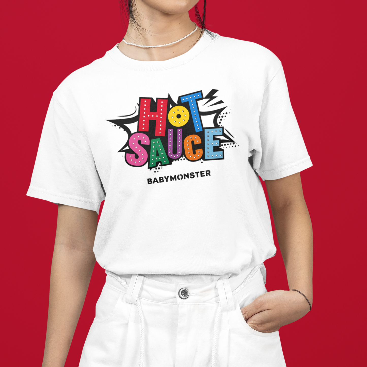 Camiseta Básica Babymonster Hot Sauce Letter