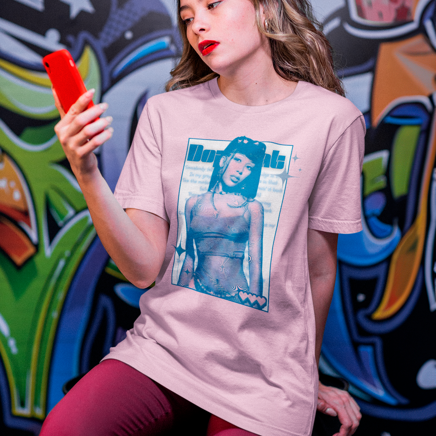 Camiseta Básica Doja Cat Blue Poster