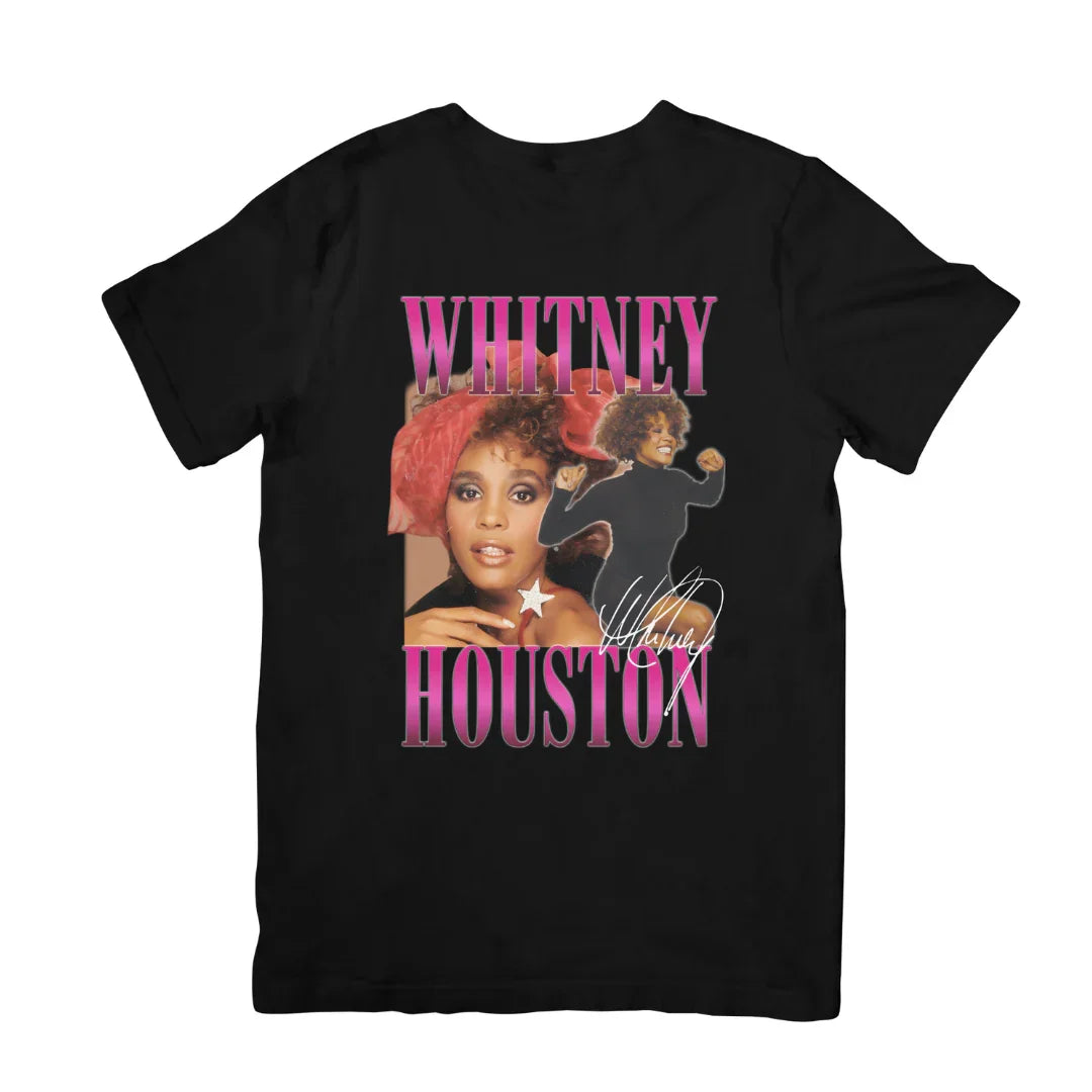 Camiseta Básica Whitney Houston 90's Vintage-PRETO