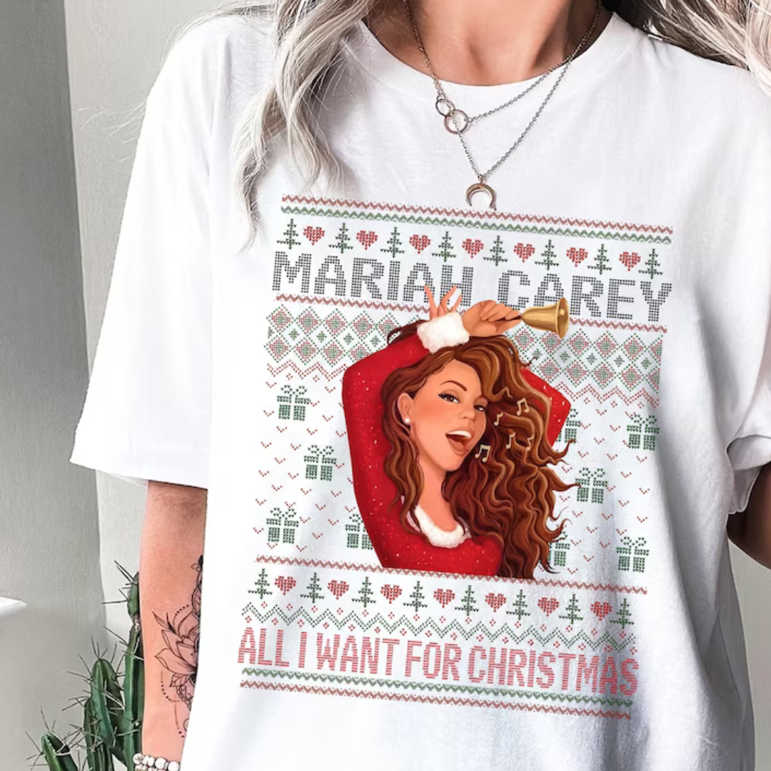 Camiseta Básica Christmas All I Want For Christmas Mariah Carey