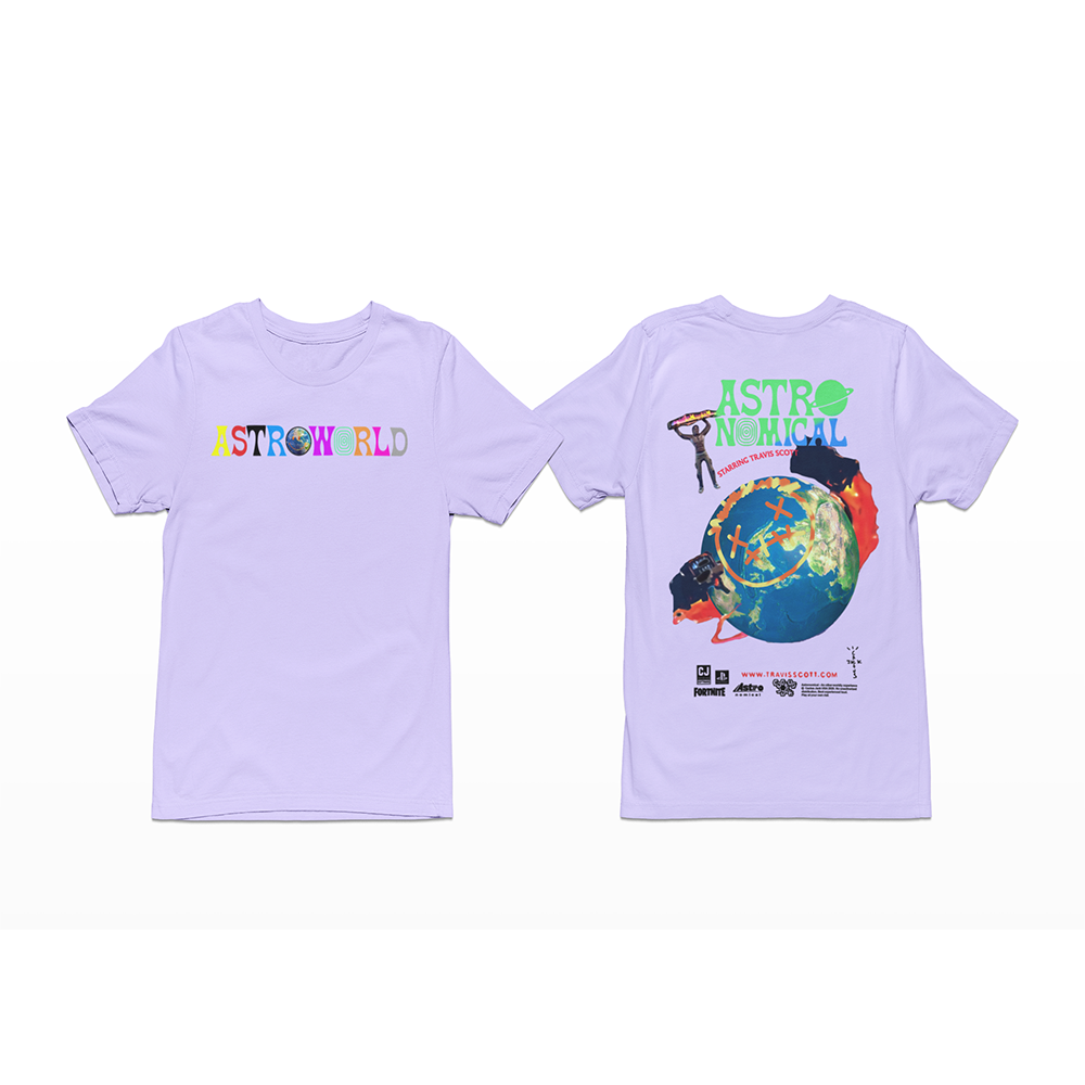 camisa básica lilás estampa de astroworld travis scott